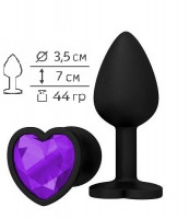 Средний анальный плаг "Сердце" в силиконовой оболочке с кристаллом