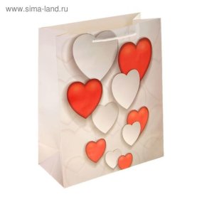 Пакет ламинированный &quot;Сердечные мотивы&quot; 26 см × 12 см × 32 см подарочный пакет