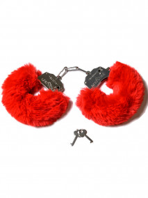 Шикарные наручники с пушистым красным мехом Шикарные наручники с пушистым красным мехом