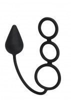 Эрекционное кольцо с подхватом мошонки и анальной пробкой Plug-Cock Ball Rings